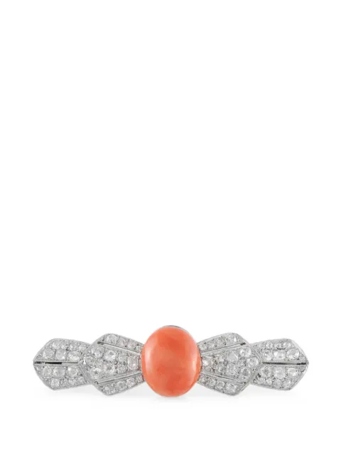 LB Exclusive coral and diamond bar brooch Silver MF08062426