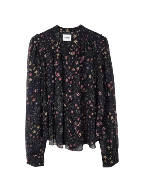 MARANT ÉTOILE floral-print silk-blend blouse Black HT0947FAD3J01E