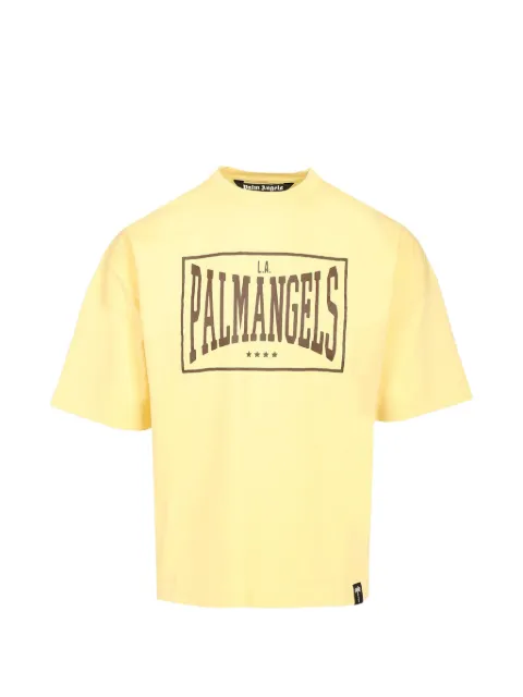 Palm Angels logo-print drop-shoulder T-shirt Yellow PAMAA003JR004