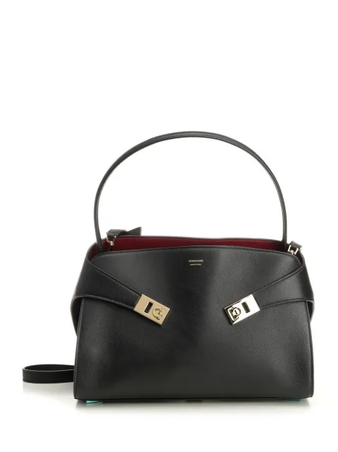 Ferragamo Hug Soft bicolor shoulder bag M Black 219816