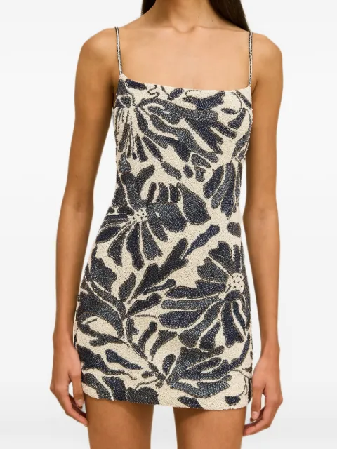 Cult Gaia Bebe bead-embellished floral-print mini dress Neutrals DLSHEM1561