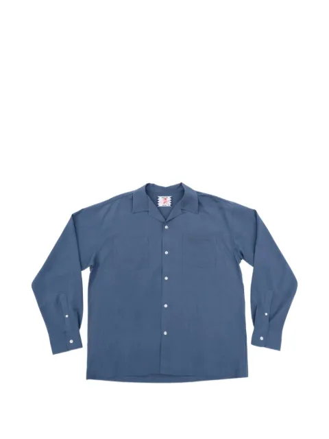 SON OF THE CHEESE Open Collar long-sleeve shirt Blue SC2610SH02