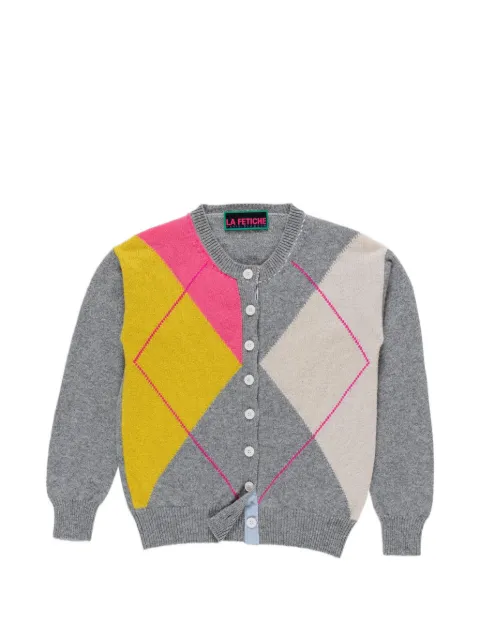 La Fetiche Cynthia argyle-pattern cardigan Grey CYNTHIASS26GRY