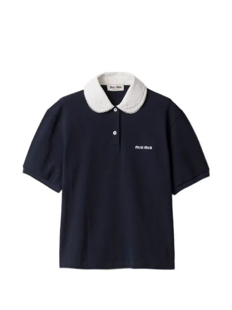 Miu Miu piqué polo shirt Blue MJNA43SOOO6395