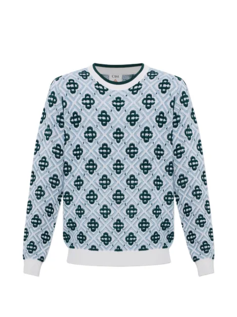 Casablanca monogram-pattern wool sweater Blue MPF26KW139201