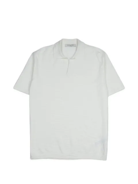 BROOKSFIELD bowling-collar linen polo T-shirt White 203CD016