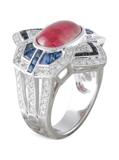 LB Exclusive multi-stone geometric cocktail ring Silver MF02062426