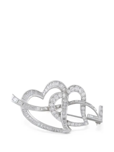 LB Exclusive diamond interlocking-heart brooch Silver MF07062426
