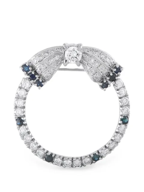 LB Exclusive diamond and sapphire open-circle bow-motif brooch Silver MF01062426