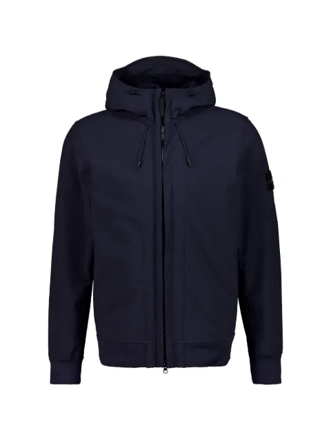 Stone Island hooded logo-patch jacket Blue L2S15Q100004S0B22
