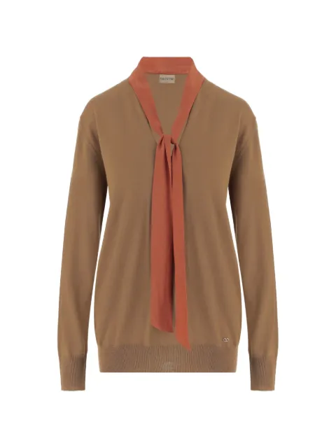 Valentino Garavani pussy-bow sweater Neutrals BKC74FAAE