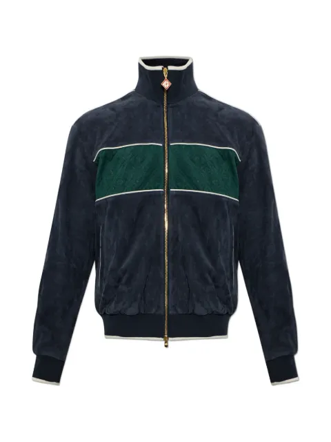 Casablanca monogram-pattern suede sport jacket Blue MPF26JK51301