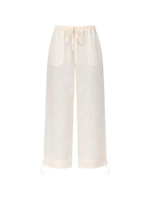 120% Lino drawstring palazzo pants Neutrals 33BLIW29RY000G494