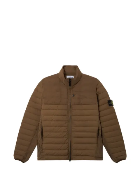 Stone Island logo-patch quilted jacket Brown L2S154100067S0183