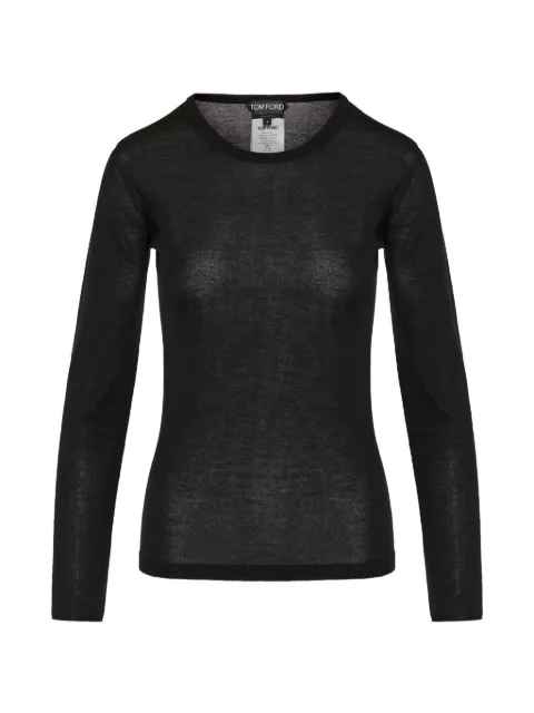 TOM FORD fine-knit long-sleeve T-shirt Black MAK1499YAX1094