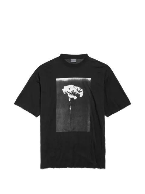 Balenciaga flower-print distressed T-shirt Black 850345TUVZ8