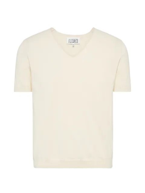 Maison Margiela cotton V-neck top Neutrals S50HN0027M13301