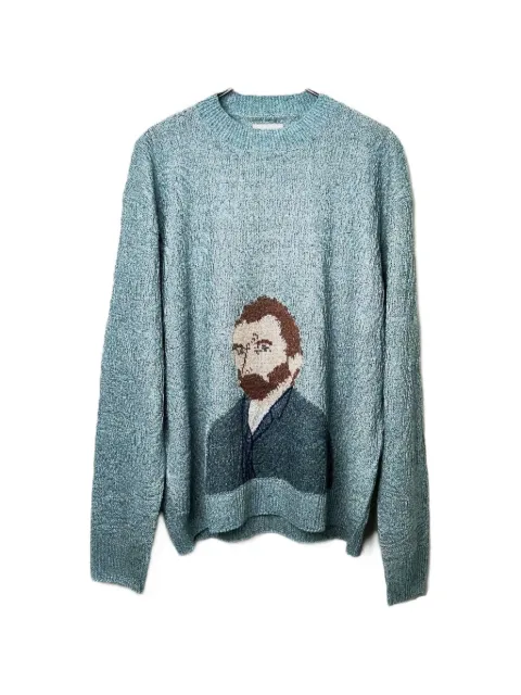 Kota Gushiken Van Gogh intarsia-knit sweater Blue KGSS26K06