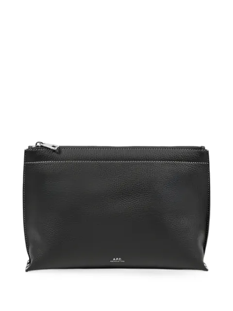 A.P.C. Neige grain-leather small clutch bag Black PXCBCF63023