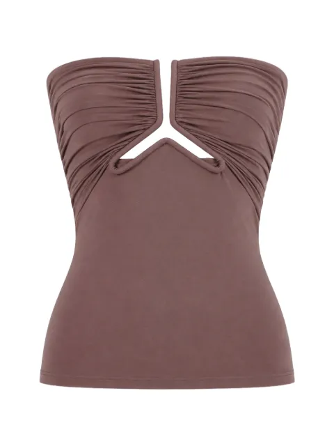 Rick Owens cut-out ruched top Brown RP02F5123JNDB