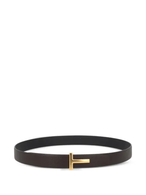 TOM FORD T-buckle grained leather belt Brown TB224LCL236G