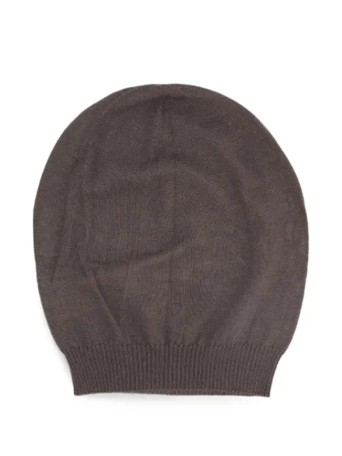 Rick Owens fine-knit ribbed-trim beanie hat Brown RU02F4494