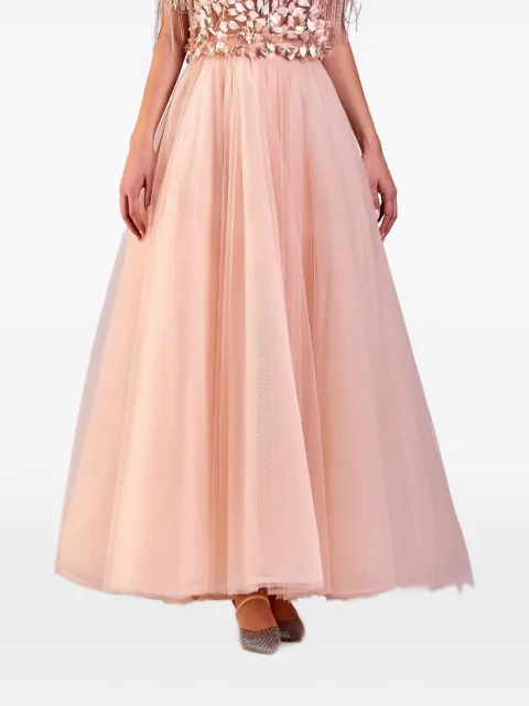 Gemy Maalouf A-line midi tulle skirt Neutrals GMS226725MS