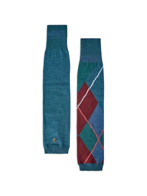 Vivienne Westwood argyle-pattern Orb-embroidered arm warmers Green 8109000RC00A