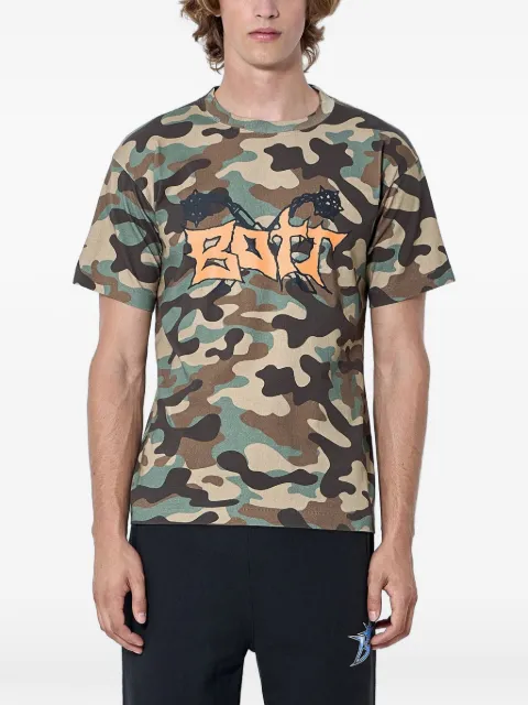 BOTT Flail camouflage-print logo-motif T-shirt Brown BOTTSS26039