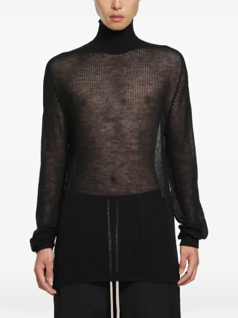 Rick Owens Tower ribbed cashmere sweater Black RU02F4626RIBWSL