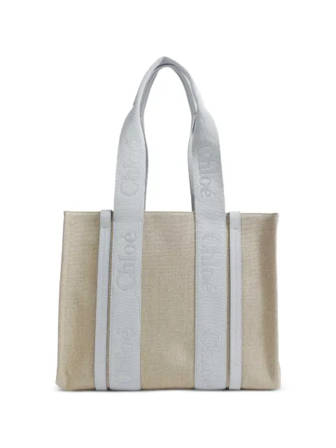 Chloé Woody logo-embroidered tote bag Neutrals CHC23AS383L17