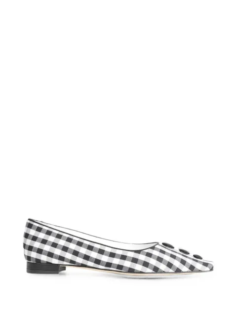 Manolo Blahnik Alexa gingham flat pumps Black 2262026