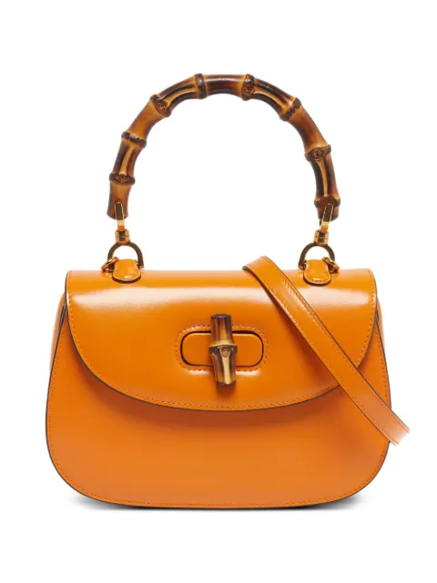 Gucci Pre-Owned small Bamboo 1947 leather tote bag Yellow 1287367