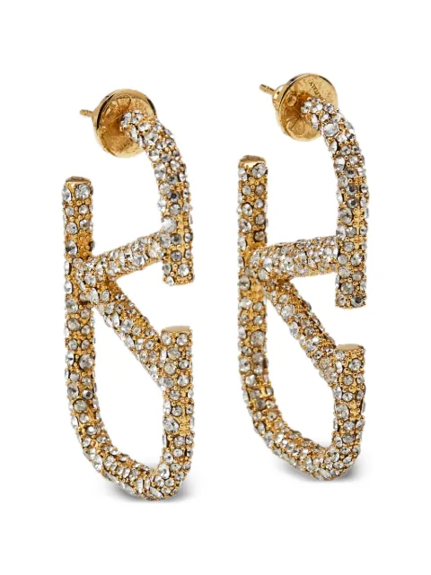 Valentino Garavani Pre-Owned VLogo crystal-embellished earrings Gold 1378415
