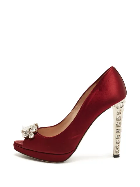 Miu Miu Pre-Owned crystal-embellished heeled pumps Red 1379089