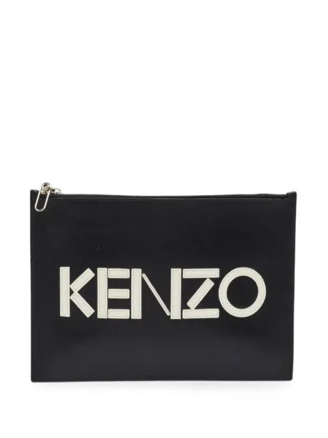 Kenzo Pre-Owned logo-print leather pouch Black 1377818
