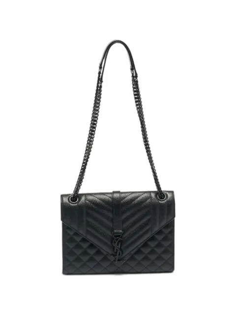 Saint Laurent Pre-Owned 2017 Envelope matelassé leather shoulder bag Black 1282431