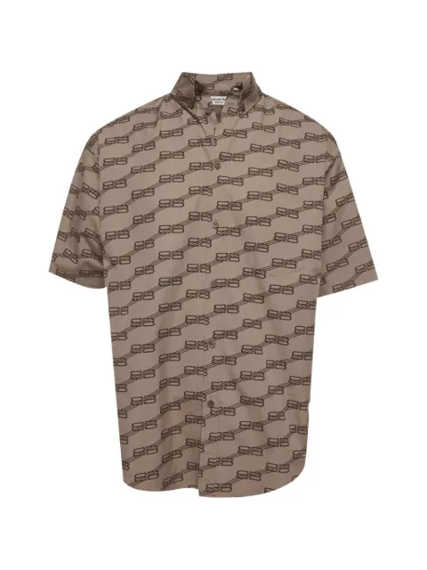 Balenciaga Pre-Owned monogram-print short-sleeved oversized shirt Brown 1378902