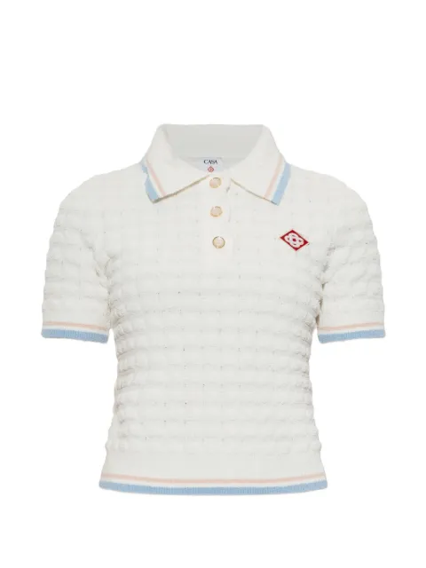 Casablanca waffle-knit logo-patch polo top White WPF26KW101702