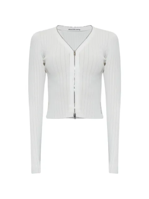 Alexander Wang ribbed-knit zip-fastening V-neck cardigan White 1KC3263062