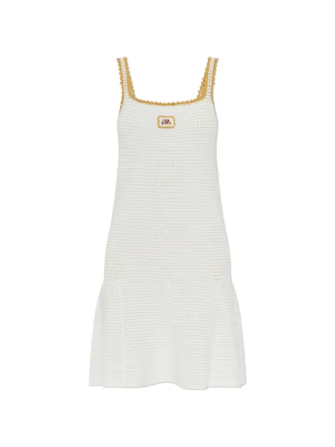 Casablanca crochet-knit logo-patch mini dress White WPF26KW138702