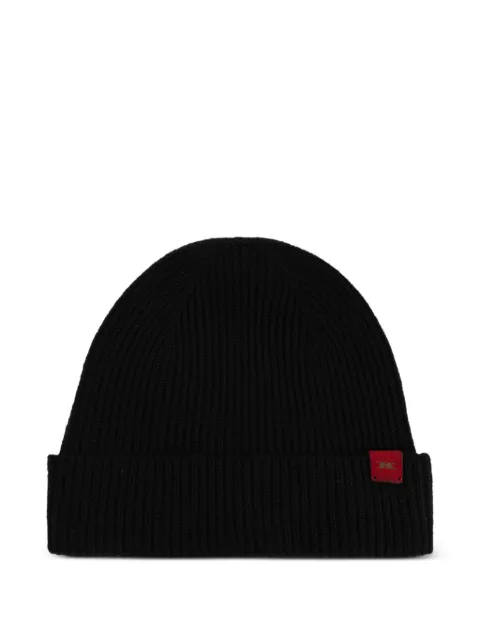 Kiton ribbed-knit logo-patch beanie hat Black UCPL003K0239L0400B0