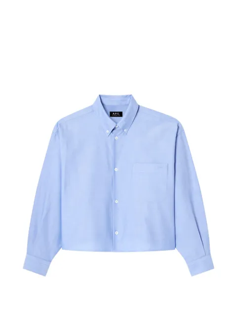 A.P.C. button-down cropped shirt Blue COHNAF12632