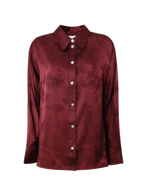 GANNI floral-motif tie-waist shirt Red A1140003