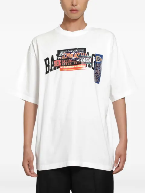 Balenciaga Bumper Stickers graphic-print T-shirt White 764235TUVS3