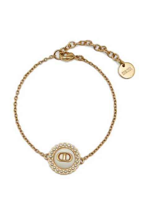 Christian Dior Pre-Owned Petit CD faux-pearl bracelet Gold 1379731