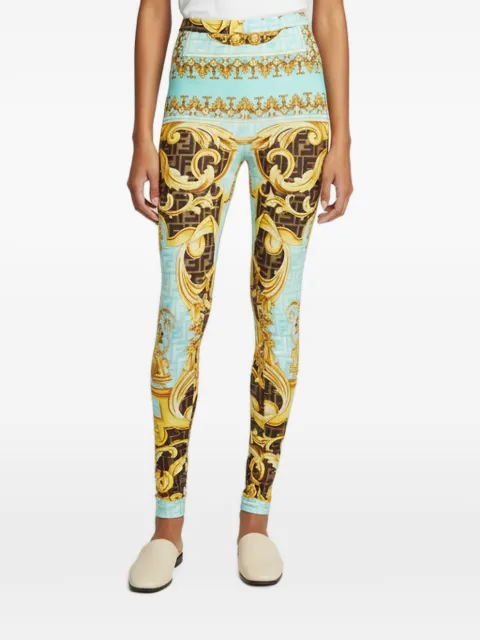 Fendi Pre-Owned Fendace Monogram Baroque-print leggings Blue 1376477