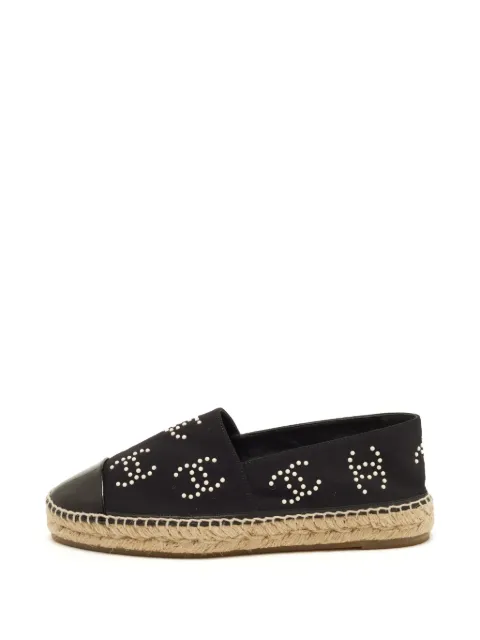 CHANEL Pre-Owned CC patent leather espadrilles Black 1379185