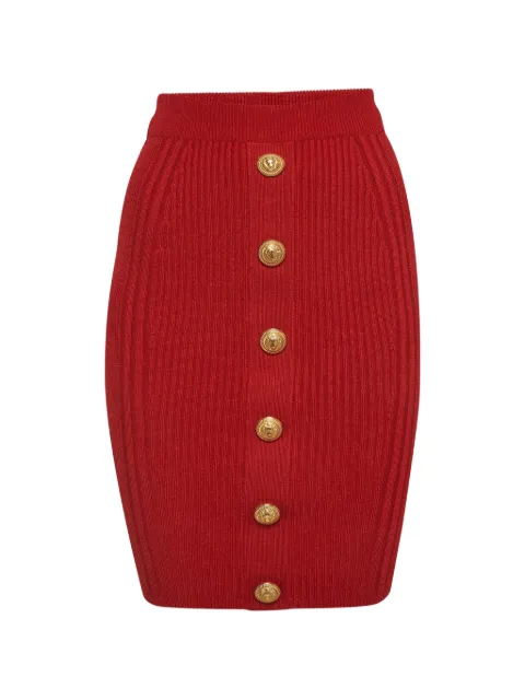 Balmain Pre-Owned rib-knit pencil mini skirt Red 1378332
