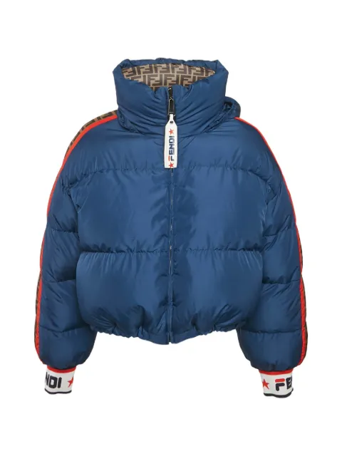 Fendi Pre-Owned x Fila Zucca-pattern reversible puffer jacket Brown 1272434